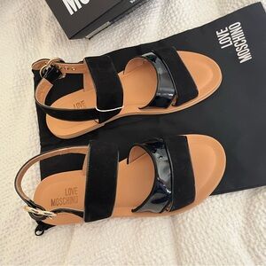 Love Moschino Black and Brown Sandals